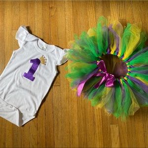 Mardi gras first birthday tutu outfit